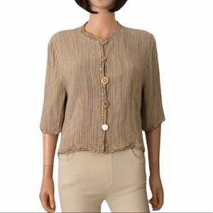 Woven silk button down cardigan jacket